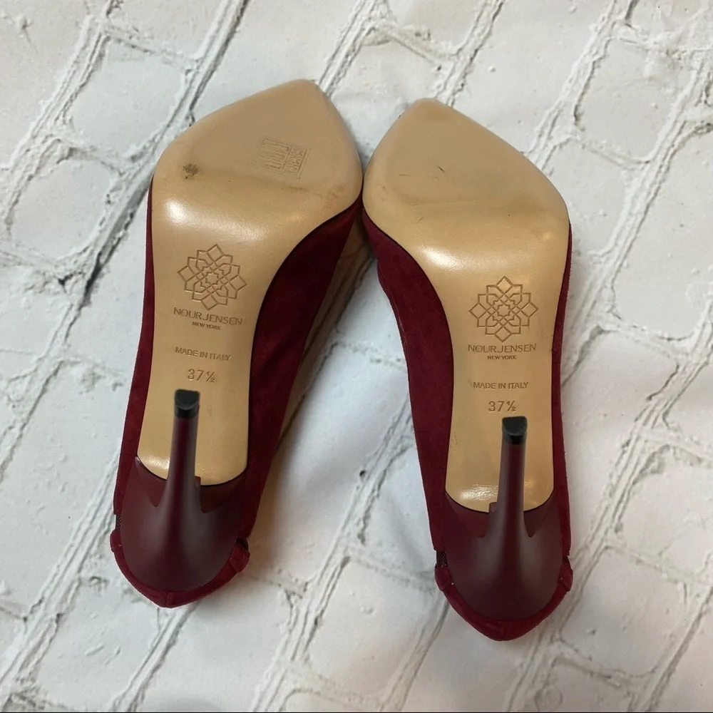 Nour Jensen Red Suede Heels 7 - Picture 6 of 6